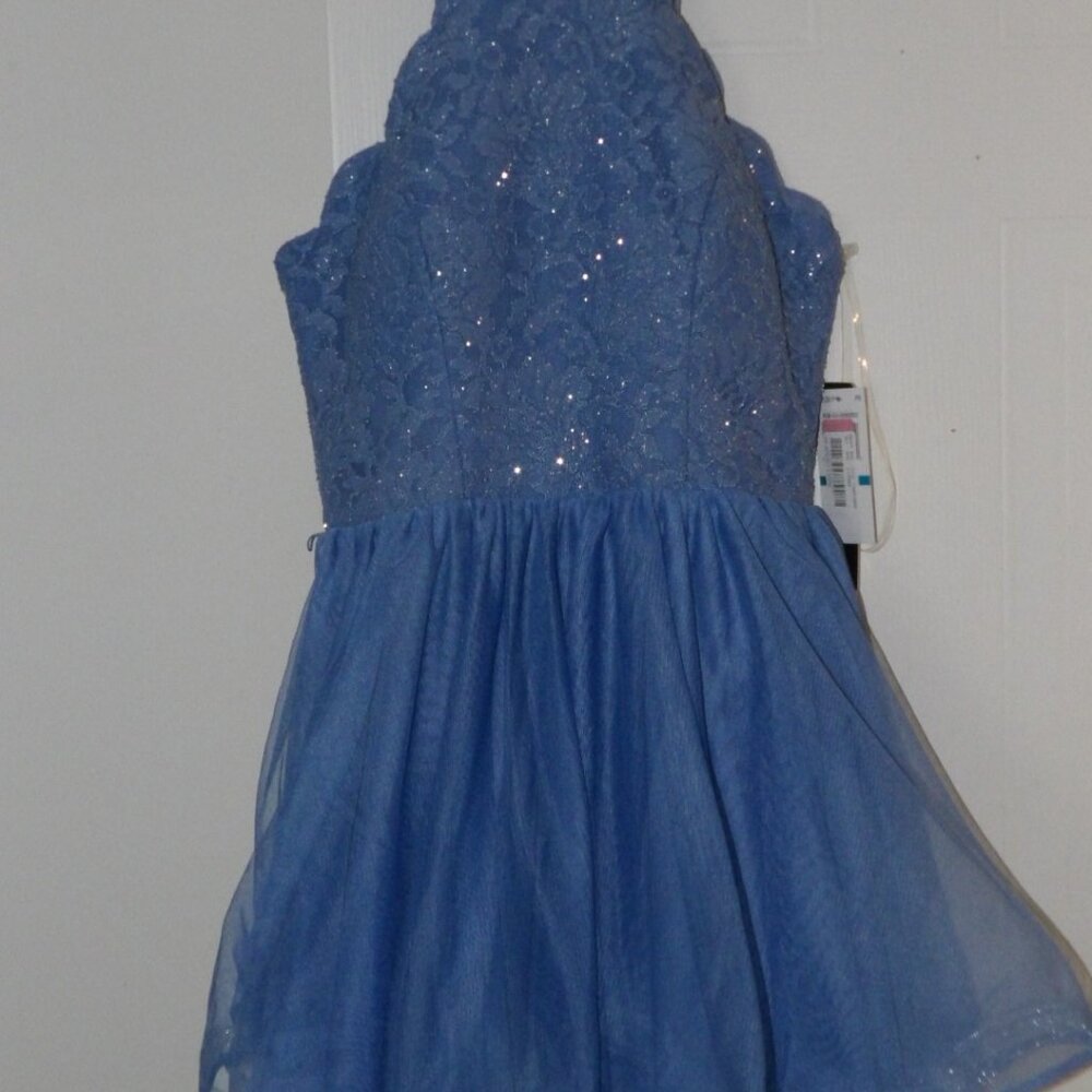 Sequin Hearts Juniors Double-Layer Fit and Flare Dress - Picture 5 of 9